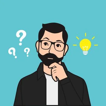 Flat Man Thinking Vector Illustration Stock Illustration