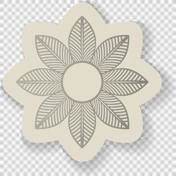 Flat mandala is floating on transparent background showing central circle and Illustrazione stock