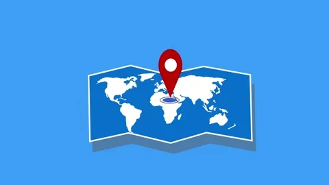 Flat map animation with world map on folded paper Stock Footage 335114239