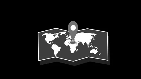 Flat map animation with world map on folded paper Stock Footage 335114240