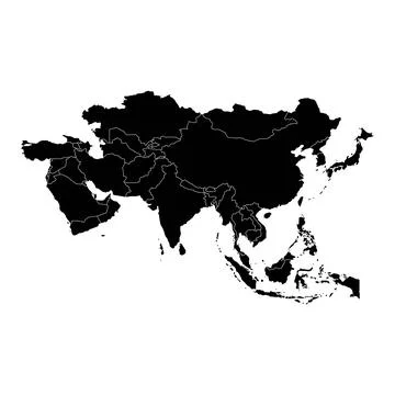 Flat map Asia isolated on white background. Stock Illustration