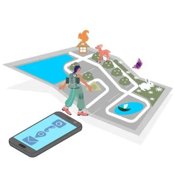 Flat map icon for application on grey background. Stock Illustration