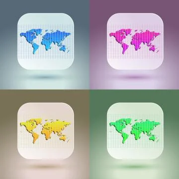 Flat map icon for application on soft background Illustrazione stock