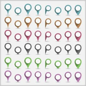 Flat Map Pins Collection Stock Illustration