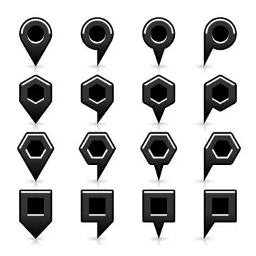 Flat map pins sign black location icon with shadow Stock-Illustration