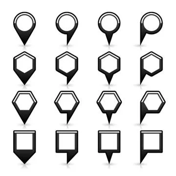 Flat map pins sign black location icon with shadow Stock-Illustration