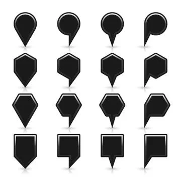 Flat map pins sign black location icon with shadow 스톡 일러스트