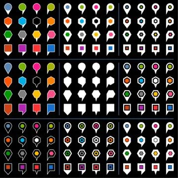 Flat map pins sign icon with gray shadow Illustrazione stock