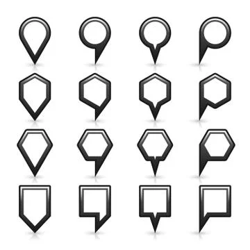 Flat map pins sign location icon with shadow Illustrazione stock