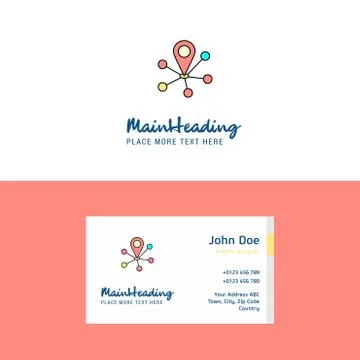 Flat Map pointer  Logo and Visiting Card Template. Busienss Concept Logo Desi Illustrazione stock