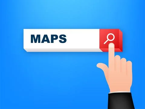 Flat maps search line for mobile app design. Search bar icon. Map pin. Illustrazione stock