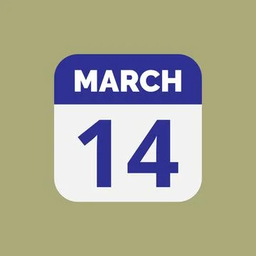 Flat March 14 Calendar Date Icon Stock Vector Stock Illustration