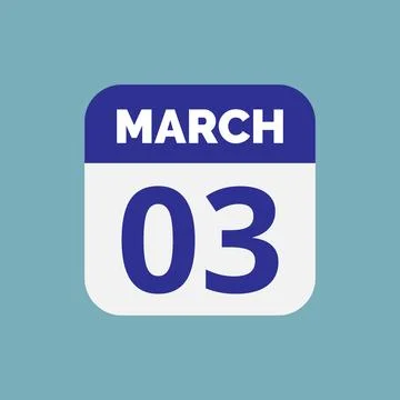 Flat March 3 Calendar Date Icon Stock Vector Stock Illustration