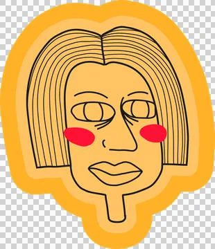 Flat mask is floating on transparent bg with extended chin handle, yellow-orange Illustration
