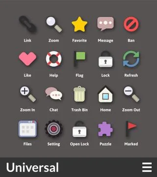 Flat material design icons set Illustrazione stock