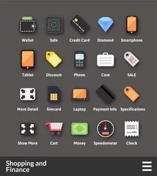 Flat material design icons set Illustrazione stock