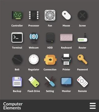 Flat material design icons set Illustrazione stock