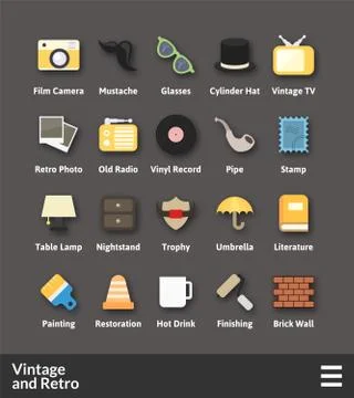 Flat material design icons set Stock Illustration