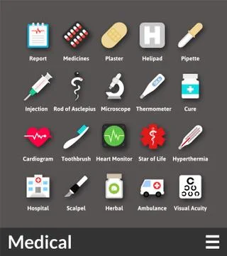 Flat material design icons set Illustrazione stock
