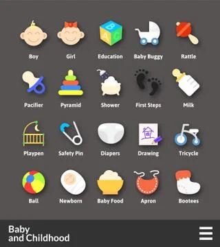 Flat material design icons set Stock Illustration