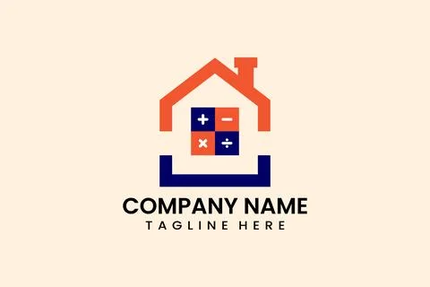Flat Mathematics house logo template vector design Stock Illustration