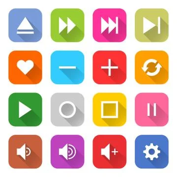 Flat media sign web internet buton Illustrazione stock