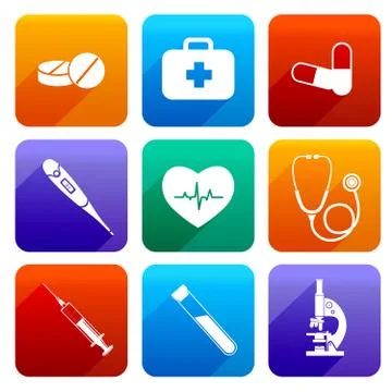 Flat medical icons Stock Illustration