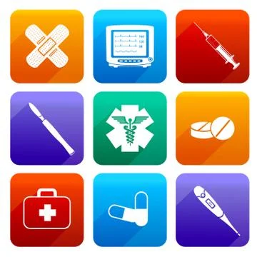 Flat medical icons Stock Illustration
