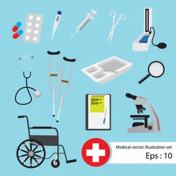 Flat medical set Stock Illustration