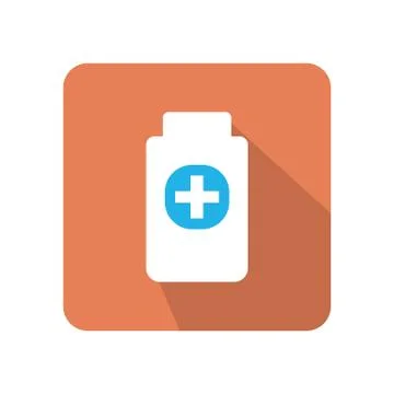 Flat medicine bottle icon vector illustration with color background Stock Illustration