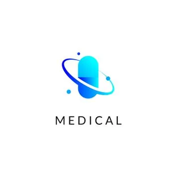 Flat medicine icon blue gradient emblem logos, web online concept. Logo of pi Stock Illustration