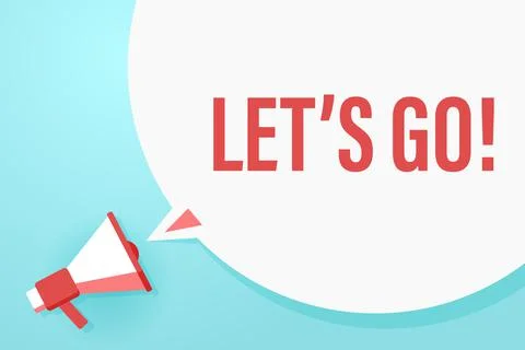 Flat megaphone with speech bubble and phrase Stockillustratie