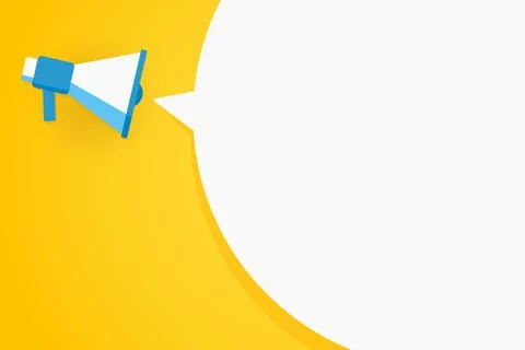 Flat megaphone with speech bubble and phrase Иллюстрация