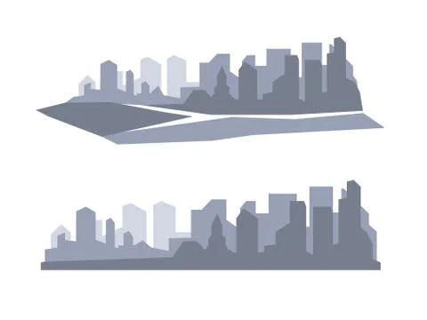 Flat megapolis panorama. Vector background Stock Illustration