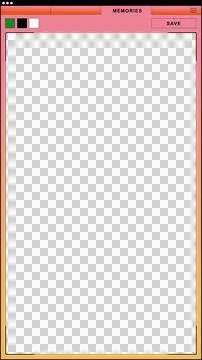Flat memory UI is displaying pink header, swatches, save button, teal area, Stock Illustration