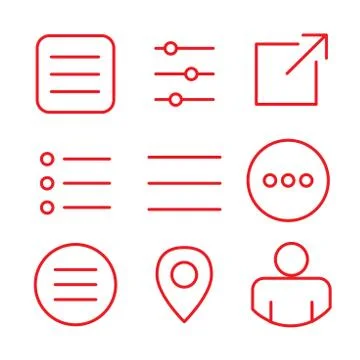 Flat Menu Icon Illustration for Website Navigation - UI, UX Stock Illustration
