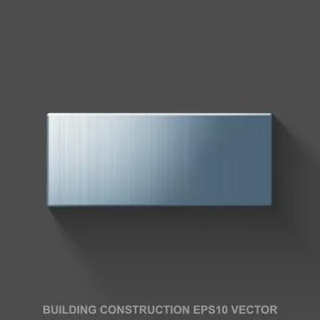 Flat metallic building construction 3D icon. Polished Steel Bricks on Gray Ilustración de archivo