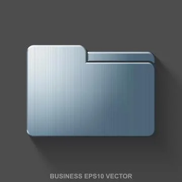Flat metallic business 3D icon. Polished Steel Folder on Gray background. EPS 10 Stock Illustration
