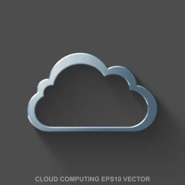 Flat metallic cloud networking 3D icon. Polished Steel Cloud on Gray background 스톡 일러스트