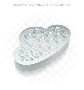 Flat metallic cloud technology 3dCloud With Code icon, vector illustration 스톡 일러스트