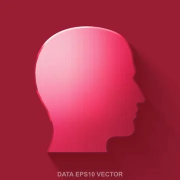 Flat metallic Data 3D icon. Red Glossy Metal Head on Red background. EPS 10 イラスト素材