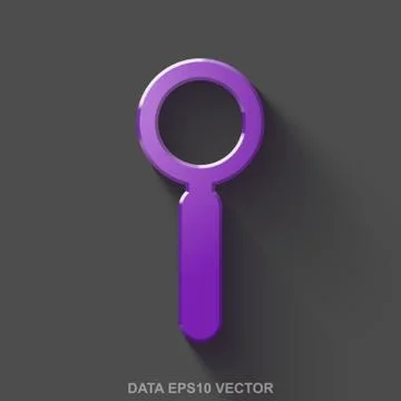 Flat metallic Information 3D icon. Purple Glossy Metal Search on Gray background Stock Illustration