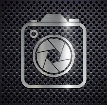 Flat metallic logo camera. 스톡 일러스트