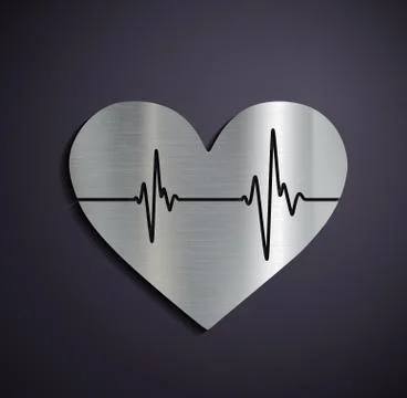 Flat metallic logo heart. Illustrazione stock