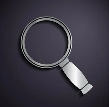 Flat metallic logo magnifier. Stock Illustration