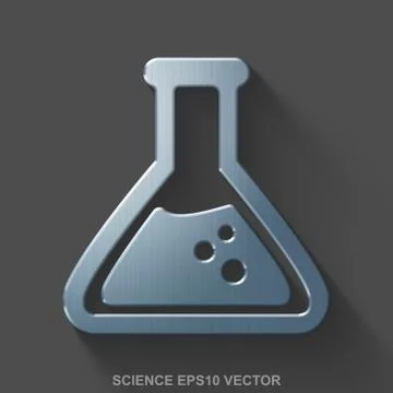 Flat metallic Science 3D icon. Polished Steel Flask on Gray background. EPS 10 イラスト素材