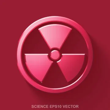 Flat metallic Science 3D icon. Red Glossy Metal Radiation on Red background. EPS イラスト素材