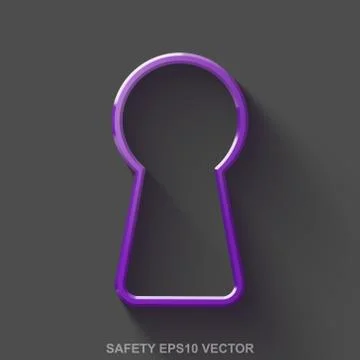 Flat metallic security 3D icon. Purple Glossy Metal Keyhole on Gray background Stock Illustration