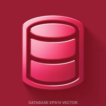Flat metallic Software 3D icon. Red Glossy Metal Database on Red background. EPS Ilustração Stock