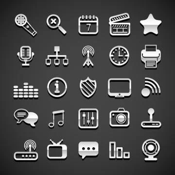 Flat metallic universal icons Illustrazione stock